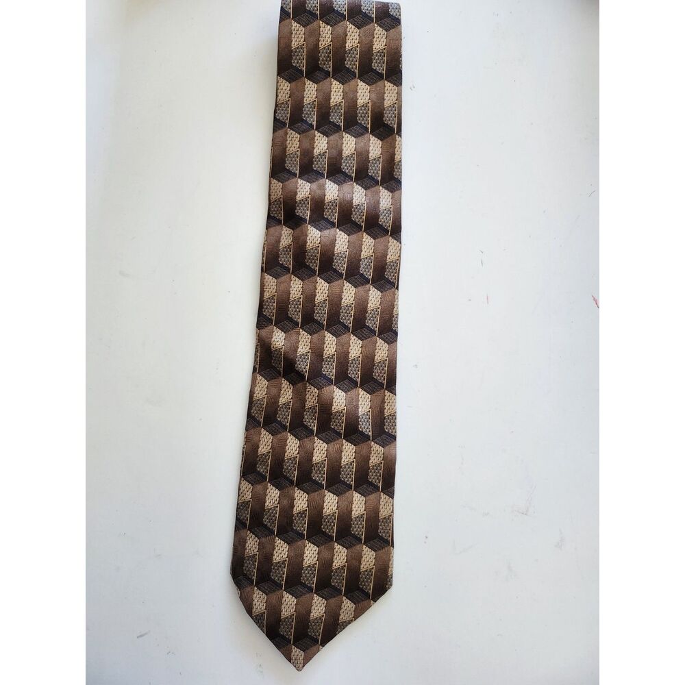 J. Ferrar Brown Black 100% Silk Men’s Neck Tie B1